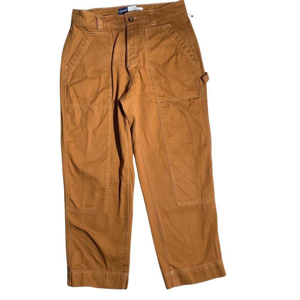 Old Navy Brown Carpenter Pants Women 12 — High Rise, Straight Leg, Utility